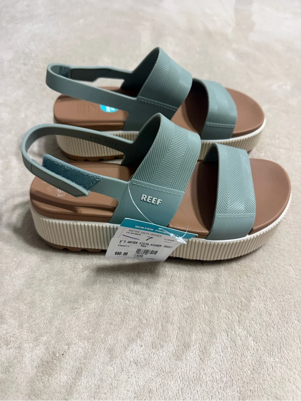 Reef Olive and Tan Platform Slingback Sandal